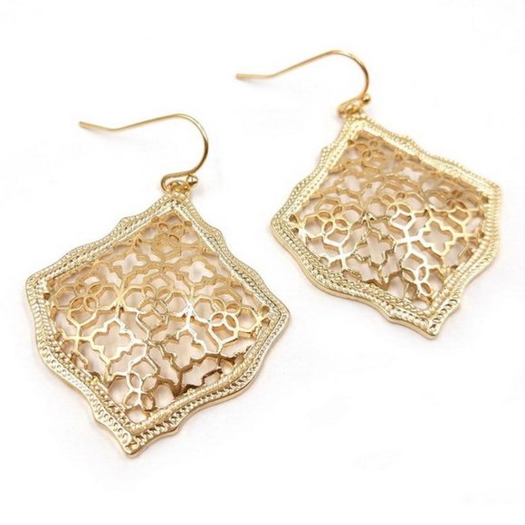 Filigree Cutout Dangle Drop Earrings - Picture 1 of 2